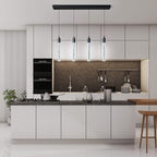 Kitchen Island Lighting Modern Light Fixture Black Pendant Light Dimmable LED Black Finish Mini Crystal Pendant Lights for Dining Room Living Room（4-Light ）