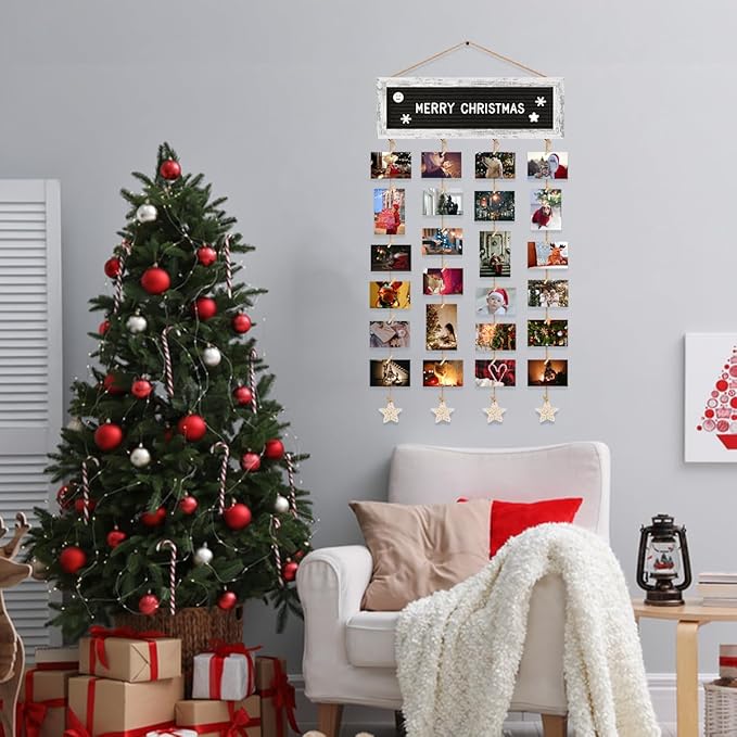 Picture Frames Collage Wall Decor Photo Frames Collage for Wall Decor, Rustic Felt Letter Board with 340 Letters and 30 Clips, Unique DIY Picture Frame Photo Organizer, Gifts for Teen Girls