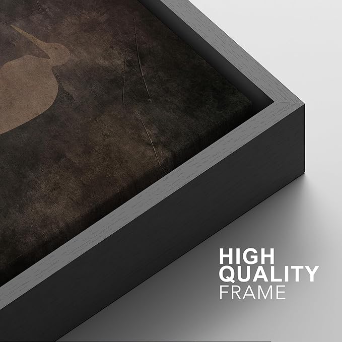 SIGNFORD Framed Canvas Print Wall Art Set Abstract Crane Silhouettes Vintage Dark Tones Illustration Modern Art Decorative Nordic Nature for Living Room, Bedroom, Office - 24"x36"x2 Black