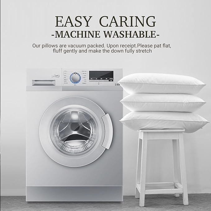 Hotel Grand Luxury White Goose Feather Down Pillow Medium Firm Hypoallergenic Bed Pillow Queen Size Upgrade Hotel Collection Fluffy Pillow for Sleeping, 28"x20",1 Pack