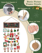 Bikoney 2-Pack Picture Frames Collage Wall Decor Photo Display Photo Board Wood Rustic Frames for Wall Decor and Party with 2 Blackboard and 60 Clips Carbonized Black