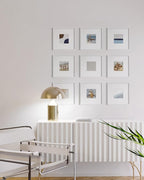 HAUS AND HUES 10x10 White Metal Picture Frames Matted to 5x5 - Features Premium Aluminum & Hanging Hardware, Shatterproof Plexiglass - Ideal for Home, Room, Office (10x10 in, White, Set of 9)