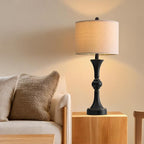 Table Lamps Set of 2, 28" Tall Bedside Table Lamp for Living Room, Bedroom, End Table Lamps with USB A+C Charging Ports, Modern Nightstand Lamps, Matte Black Finish, Farmhouse