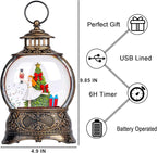 Christmas Snow Globe Lantern – Clara & Prince LED Music Water Globe, Swirling Glitter, Auto Timer – Vintage Lighted Tabletop Decor & Gift