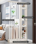 Wall Room Divider, Storage Cabinet Storage Display with Shelves, Modern Freestanding Wood Room Divider Screen, Wall Privacy Screens for Home Decorative (Beige+White,39.5" L x 9.5" W x 79.5" H)