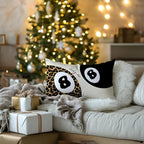 Trendy Leopard Lucky 8 Ball Pillow Covers 20x12, Cheetah Leopard Print Room Decor, Funky Preppy Leopard and Black Billiards Decorative Throw Pillow Covers for Girls Dorm Apartment，Set of 2