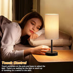 Tall Touch Bedside Table Lamp with USB - 3 Way Dimmable Black Lamps for Bedroom Nightstand, Desk Lamp with Black Charging Station for Dorm, Office, Kids Room