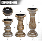 Candle Holder for Pillar Candle Set of 3, Farmhouse Wood Candle Holder, Rustic Wooden Candle Stand, Vintage Small Wooden Candlestick HoldersDecorative for Living Room, Table Centerpiece (Rusticbrown)