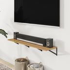 Heimlove 24" W x 12" D Wall Shelves for Books, 12 Inch Deep Floating Shelves Set of 3, Wide Floating Bookshelf with Metal Bracket for Living Room, Kitchen, Office, Bedroom and Decor Storage - Oak