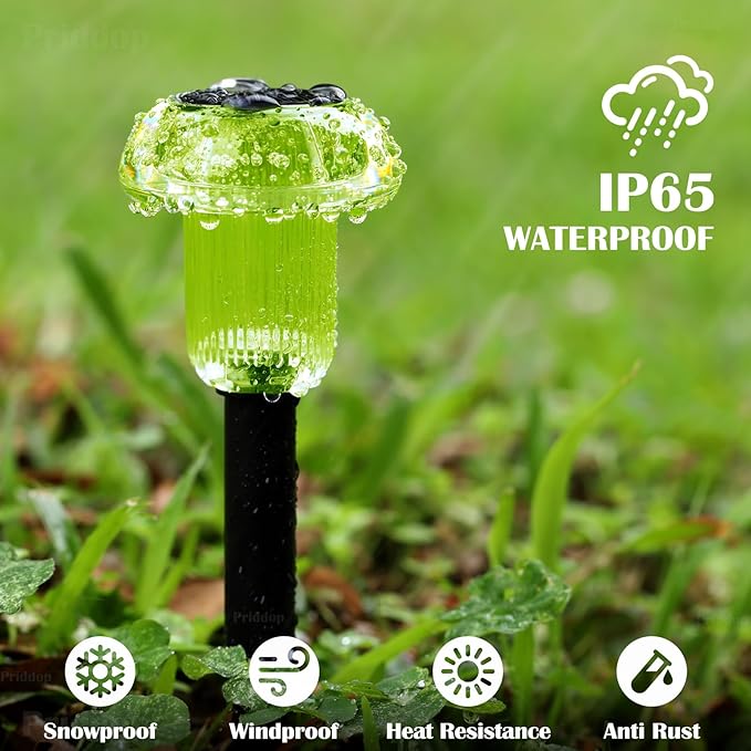 Halloween Solar Lights Outdoor 16 Pack Green LED Waterproof Mushroom Outside Lights for Yard Garden Patio Pathway Walkway Landscape Halloween Decorations