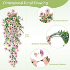 Artificial Hanging Flowers for Outdoors Faux Plants for Spring Summer Decoration,6 Bundles UV Resistant Realistic Silk Flowers Indoor Outside Garden Porch Patio Balcony Yard Farmhouse