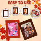 Janlaugh 100 Pcs Fall Paper Photo Frames 4x6 Fall Paper Frame with 100 Clip 10 String Kit DIY Hanging Cardboard Photo Holder Thanksgiving Wall Decor Wedding Home