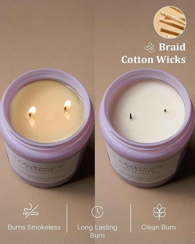 M&SENSE Lavender Citrus Candles, 19.4oz 110H Burn Time Large Natural Soy Candles for Home Scented, Stress Relief Aromatherapy Gifts for Mom Friends Teacher & Spa, Bath, Yoga