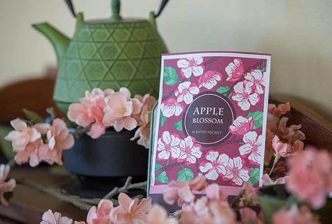 Floral Simplicity Apple Blossom Scented Sachets Pack of 6, Fall & Winter - Long-Lasting Scented Bags, Home Fragrance, Air Freshener & Deodorizer for Closet, Room, Drawer, or Cars, Made in The USA