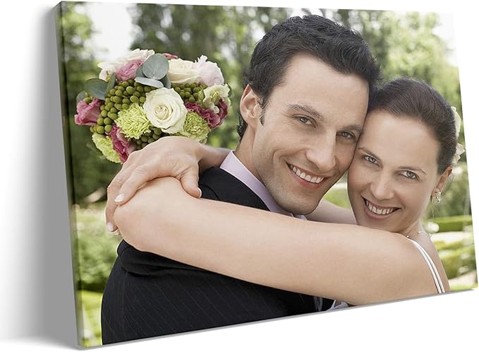 Custom Canvas Prints With Your Photos, Customized Picture On Canvas Print, Personalized Wall Framed Gifts for Family Anniversary Baby Pet Wedding Christmas Graduation Decor for Men/Women 20 x 30in