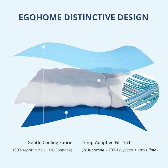 EGOHOME Cooling Comforter King Size,Double-Sided Cooling Blanket fo Hot Sleepers,Blue Summer Comforter for King Size Bed,Breathable & Soft & Silk Smooth Bedding Comforter - 90" x 106"