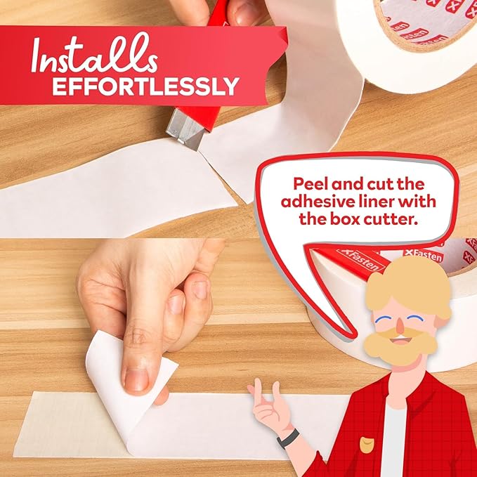 XFasten Double Sided Carpet Tape for Area Rugs 2 Inch x 30 Yards w/Mini Cutter, Residue-Free Carpet Tiles Tape, Heavy-Duty Rug Pad Gripper for Hardwood, Vinyl Flooring Underlayments, Laminate