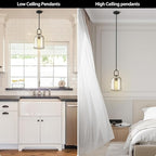 Crystal Black Pendant Light Fixtures, Modern 8inch Pendant Lights Kitchen Island, Island Lights for Kitchen,Crystal and Black Pendant Light, Indoor Pendant Lighting,E12 Bulb Included