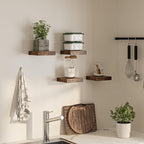 Square Floating Shelves for Wall, 8"W x 8"D x 1.2"H, Small Wooden Wall Mounted Display Shelves with Invisible Brackets for Living Room, Bedroom, Bathroom, Kitchen Decor, Set of 4, Rustic Brown