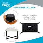 BIRDROCK HOME Rectangular Tufted Foot Stool Ottoman with Soft Padded Cushion - Versatile Vanity Chair for Bedroom, Living Room, Bathroom - Compact Seating for Adults - Cream with Black Metal Legs