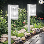 Solar Pathway Lights Outdoor, 2 Pack Upgraded Outdoor Solar Lights for Outside Super Bright Up to 12Hrs, IP65 Waterproof Solar Garden Lights for Yard Landscape Path Walkway Decoration(Cool White)