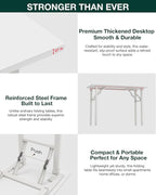 Frylr Small Folding Computer Desk – Portable 35.8 Inch Foldable Laptop Table, Collapsible and Compact for Easy Storage and Fast Setup, Lightweight for Small Spaces, Craft and Study Use, White