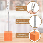 20 Pcs Cube Base Memo Clip Holder with Alligator Clip Wood Table Number Holder Cube Base Place Card Stand Mini Photo Menu Stand for Displaying Number Card(Multi Color)