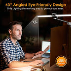 Syrinx LED Desk Lamp with Clamp, Double Head Desk Lamps for Home Office with Gesture Sensor Switch and Touch Control, 24W Eye-Caring Architect Desk Lamp with 25 Light Modes Adjustable Desk Light