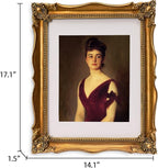 Vintage 11x14 Picture Frame with Embossed Flower, Ornate Gold Frame for 11x14 or 8x10 Photos with White Mat, Antique Baroque Frames with Hook for Wall Mounting Display(Bronze)