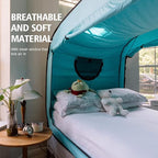 Bed Tent Twin Bed Canopy Portable Dream Tent for Adult Indoor Sleeping Tents with 2 Doors Breathable Private Space Tents, Teal