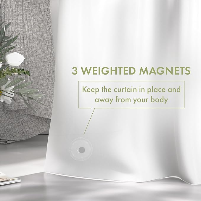 AmazerBath Long Shower Curtain Liner, 72x78 Plastic White Shower Curtain Liner, Cute Waterproof PEVA Shower Curtains, Lightweight Shower Curtains for Bathroom with Magnets and 12 Rustproof Grommets