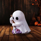 Halloween Ghost Figurine with Holding Fork, Funny Mini Resin Ghost Statue Halloween Decor for Bookshelf, Terrace, Bedroom,Porch and Tabletop