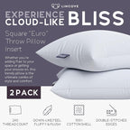 Lincove Euro Throw Pillow Insert Square 26"x26" Pillow – Made in Canada, 100% Cotton Shell, Down Alternative Filling, Vegan-Friendly, Hypoallergenic - Decorative Couch Pillows, 2 Pack