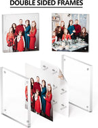 4x4 Acrylic Picture Frame 3 Pack, Clear Freestanding Double Sided Frameless Magnetic Photo Frames, Desktop Display Decor Gift