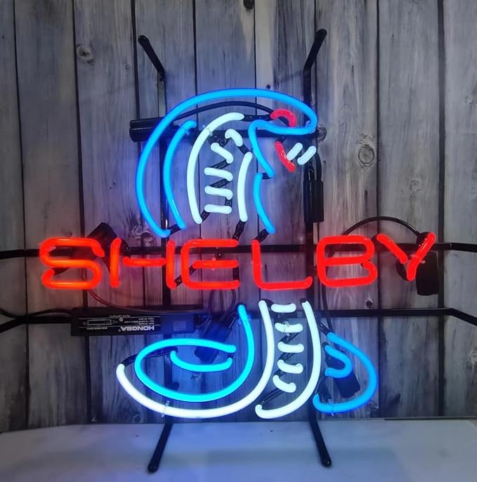 Real Handmade Neon Light Shelby Cobra Neon Signs for Office Hotel Cafe Party Man Cave Neon Light Art Wall Lights 24 X 20 Inches
