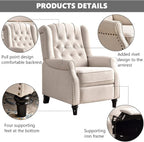 CANMOV Push Back Recliner Chair,Accent Chair,Mid Century Wingback Recliner, Fabric Push Back Recliner Chair Single Armchair Sofa with Rivet Decoration, Button-Tufted Back for Living Room, White