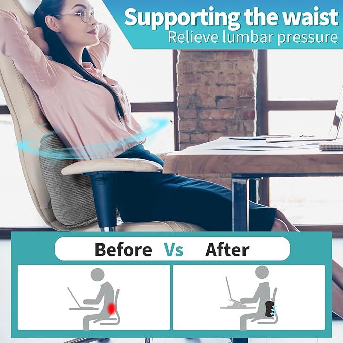 Lumbar Support Pillow for Office Chairs, Back Support Pillow for Lower Back Pain Relief, Soft & Good Support Corduroy Desk Lumbar Cushion, 17.5"x10"x5.5", Medium (Grey)