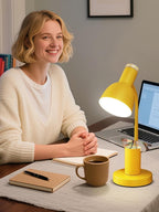 LED Desk Lamp with Pen Holder, Eye-Caring Desk Light 3 Color Modes Reading Light Flexible Gooseneck Metal Study Lamp, Cute Table Lamps for Home Office Bedside Dorm (Yellow lamp)