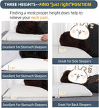 SUQ I OME Adjustable Slim Sleeper -Thin Flat Latex Pillow for Sleeping with 2 Removable Layers 3 Heights(1'', 2.5'', 3.5''), for Stomach, Side and Back Sleepers,Cube White