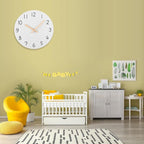 Plumeet 10'' Wooden Wall Clock Small Frameless Clocks with Silent Quartz Movement - Modern Style Village Wall Clocks Decorative Home Kitchen - Battery Operated (White)