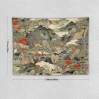 Asian Tapestry, Japanese Red Landscape, Bedroom & Living Room Decor, 40"x30"