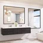 Bathroom Vanity Mirror 48x36 Inch, Matte Black Rectangle Bathroom Mirror, Anti-Rust, 4MM Tempered Glass, Wall-Mounted Mirror, Hangs Horizontally or Vertically for Bathroom & Bedroom