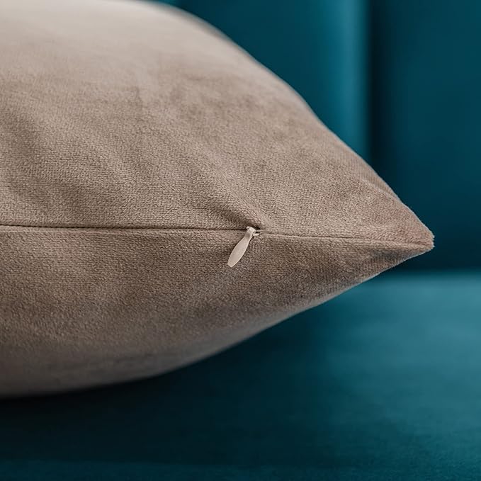 26x26 Euro Pillow Covers : 2 Pack Cozy Soft Velvet Oversized Couch Pillow Shams, Square Throw Pillow Cases for Living Room Sofa, Taupe