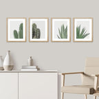 SIGNWIN Framed Green Cactus Snake Plant Wall Art, Set of 4 Collage Desert Landscape Wall Decor Prints, Nature Wilderness Wall Décor for Living Room, Bedroom - 11"x14"Natural