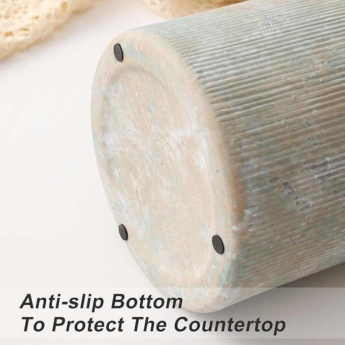 Farmhouse Vase for Home Decor, Vintage Rustic Terracotta Flower Vase Suitable for Home Decor, Living Room, Shelf, Dining Table. 7IN （Rust Green） ZSHLXM