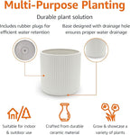 Amazon Basics Fluted Ceramic Round Planter, 8-inch, White
