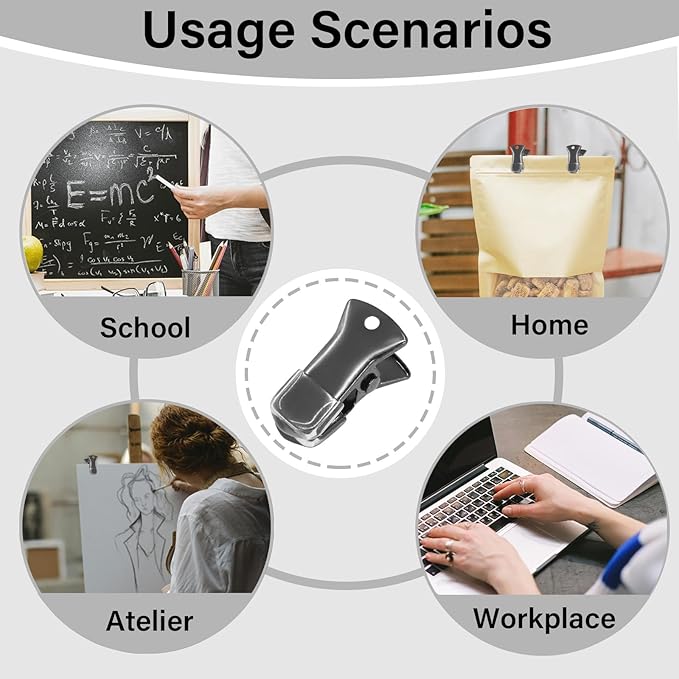 35 Pack Mini Metal Alligator Clips for Crafts Non-Slip Silicone-Coated Retro DIY Badge Small Clips (Glossy Black)