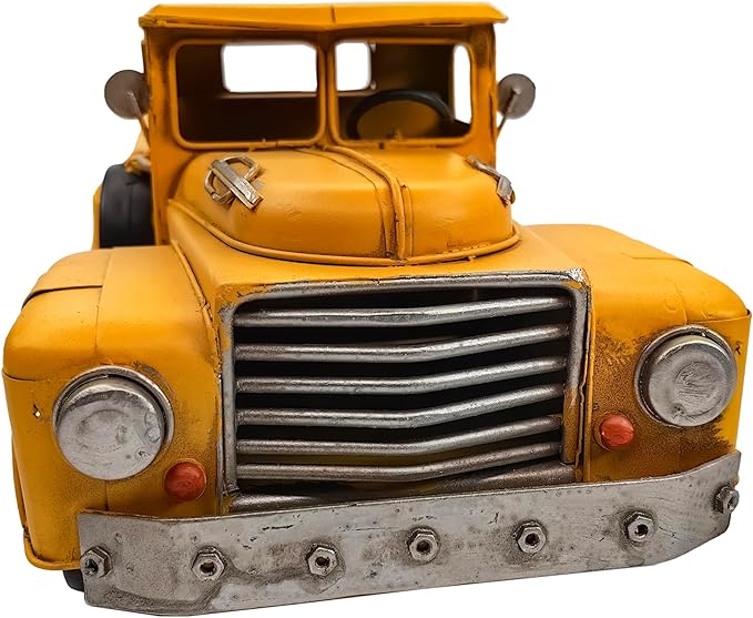 Berfutall-13'' Iron Classic Yellow Truck Pick-up Model Collectible Vehicle Decoration, Metal Truck Christmas Decor ，Unique Blend of Vintage, Rustic, Farmhouse Truck Decor for Table Top Decor. (E)