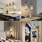 Pendant Lights Modern Black Pendant Light Mini Crystal Chandelier Pendant Lighting for Kitchen Island Dinning Room Bedroom Kitchen Sink Lighting (Black 2-Pack)