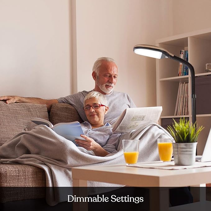 Brightech Litespan - LED Floor Reading Lamp, Modern Wooden Style, Adjustable Gooseneck, 850-950 Lumens, 12W, 3-Year Warranty